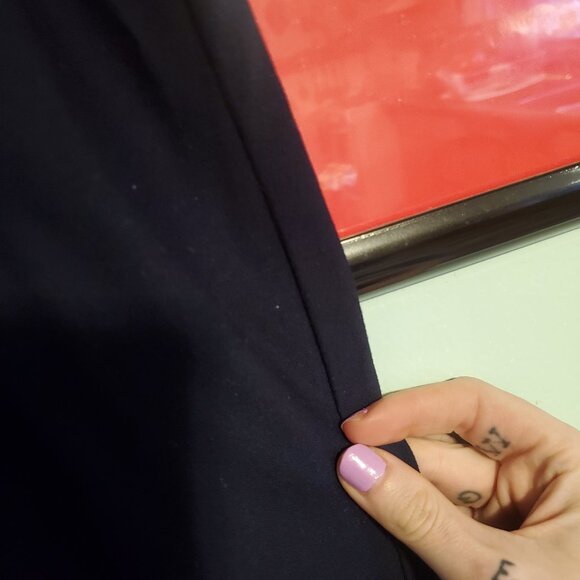 Eileen Fisher Navy Blue Slim Leg Elastic Waist Pull On Womens Slacks Dress Pants - Picture 3 of 9